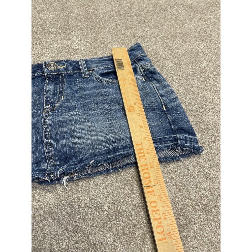 Aeropostale Low Rise Micro Mini Denim Skirt 7/8 Y2K 2000s Raw Hem Indie sleaze - Picture 6 of 13